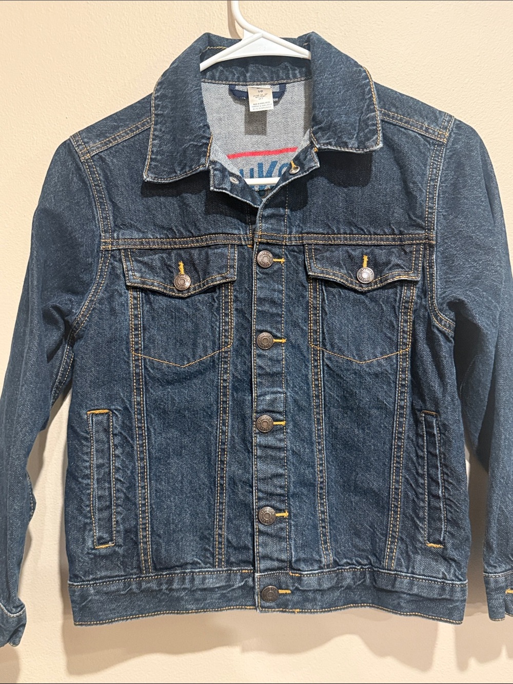 OshKosh B'gosh Blue Denim Jean Jacket with Yellow Stitching Unisex Boy or Girl